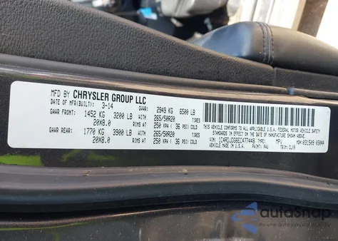 2014 Dodge Durango Limited z USA, uszkodzony, nr VIN 1C4RDJDG6EC477448